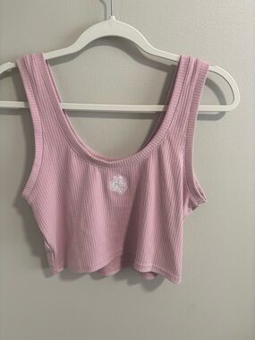 Darc Sport Women's Ribbed Chopper Scoop Neck Crop Tank Top - Pink